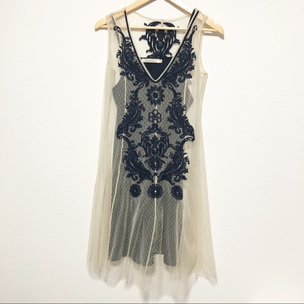 Solitaire by Ravi Khosla Embroidered Mesh Dress